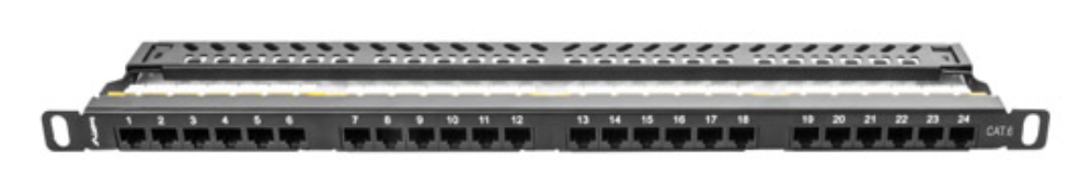 PATCH PANEL LANBERG CAT.6 UTP 24 PUERTOS 0.5U RACK 19 NEGRO - detalle