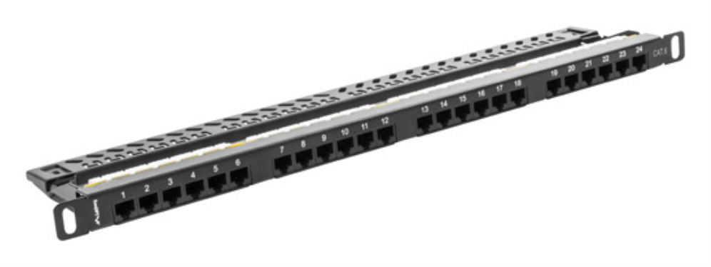 PATCH PANEL LANBERG CAT.6 UTP 24 PUERTOS 0.5U RACK 19 NEGRO - detalle