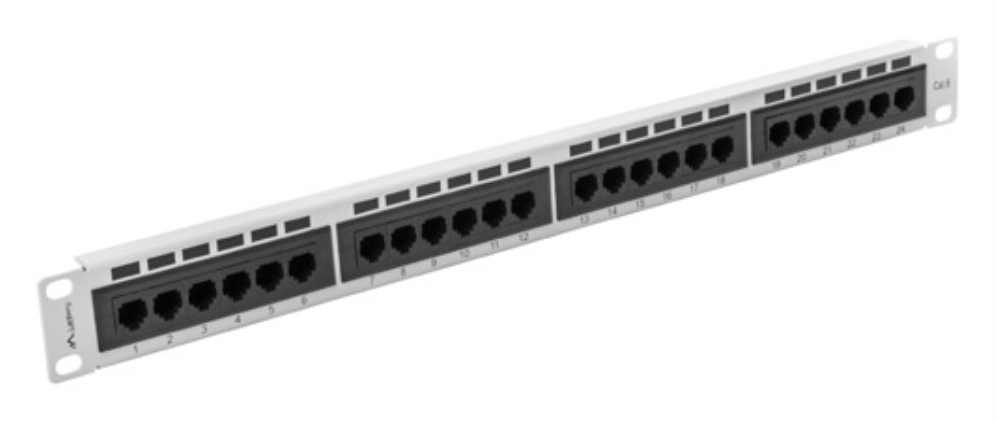 PATCH PANEL LANBERG CAT.6 UTP 24 PUERTOS 1U RACK 19" GRIS - detalle
