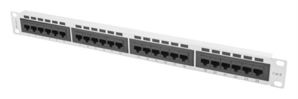 PATCH PANEL LANBERG CAT.6 UTP 24 PUERTOS 1U RACK 19" GRIS - detalle