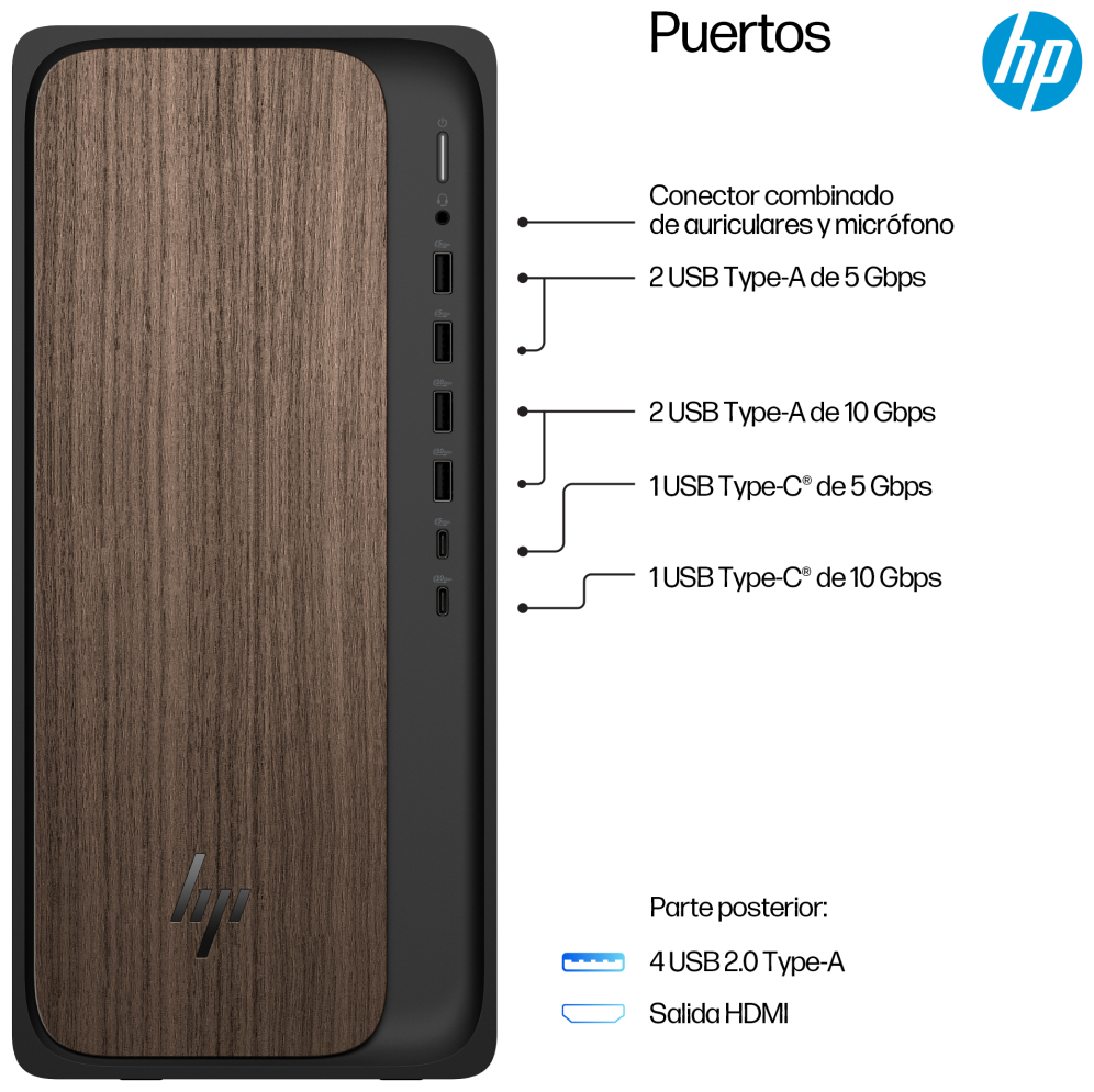 PC HP OMNIDESK TOWER M03-0038NS U5-225 16GB 512GB FDOS MADERA - detalle