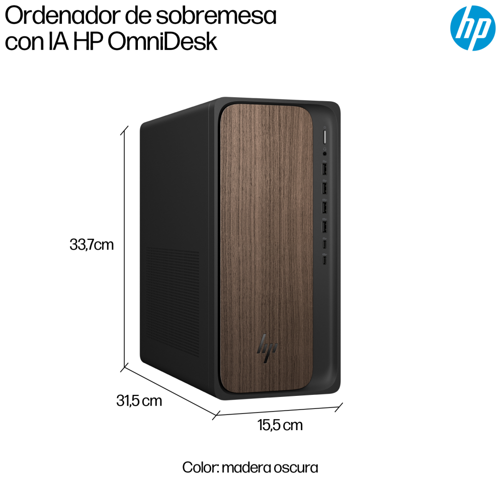 PC HP OMNIDESK TOWER M03-0038NS U5-225 16GB 512GB FDOS MADERA - detalle