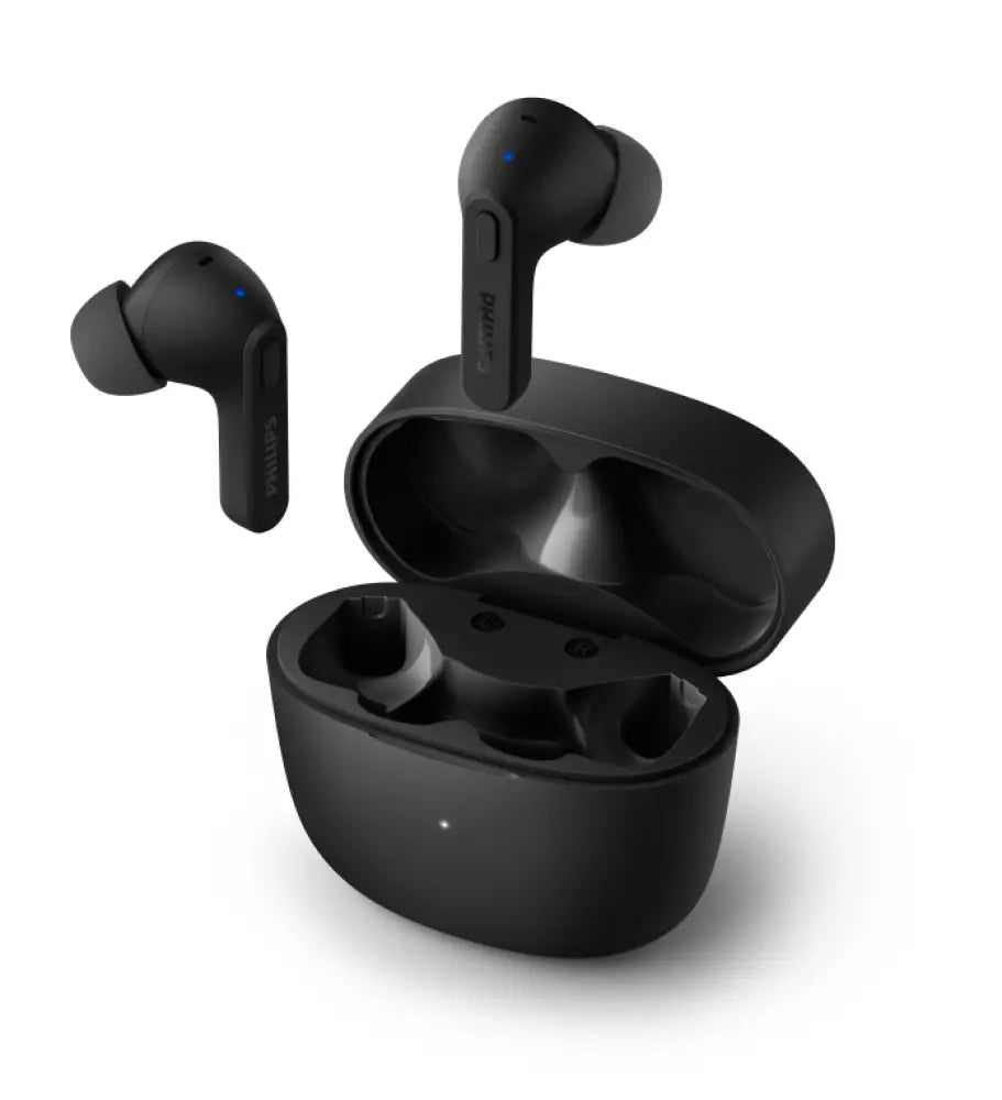 Auriculares inalámbricos Philips TAT2206BK/00 con micrófono, dentro de oído, Bluetooth, para llamadas y música en color negro.