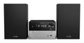 Sistema de audio Philips TAM3205M2/77, microcadena de música negra y plata, 20W, con conectividad Bluetooth y entrada USB.
