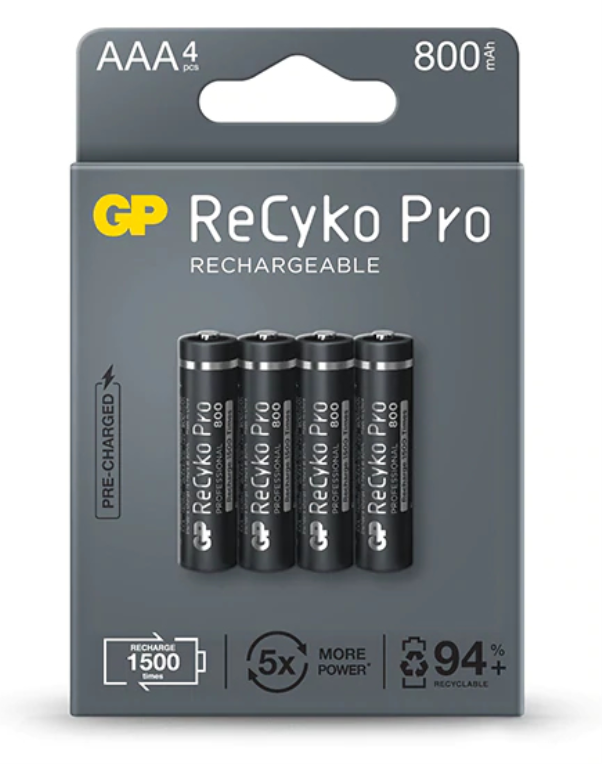 PILA RECARGABLE GP AAA SIN DESCARGA 800mAh (4 UD)