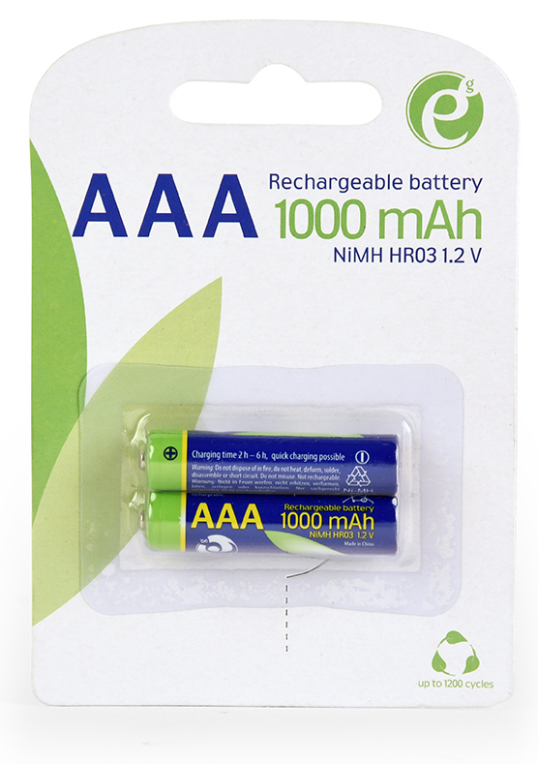 PILAS AAA GEMBIRD NI-MH RECARGABLE 1000MAH 2PCS BLISTER PACK