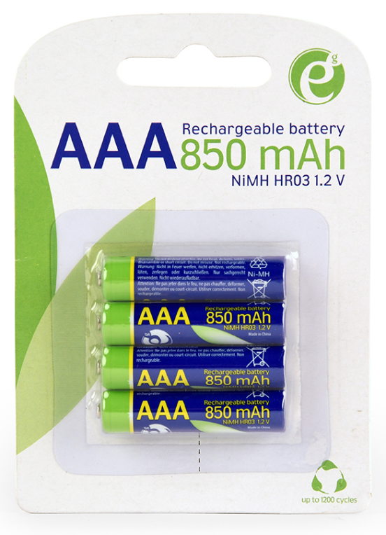 PILAS AAA GEMBIRD NI-MH RECARGABLE 850 MAH 4PCS BLISTER PACK - detalle