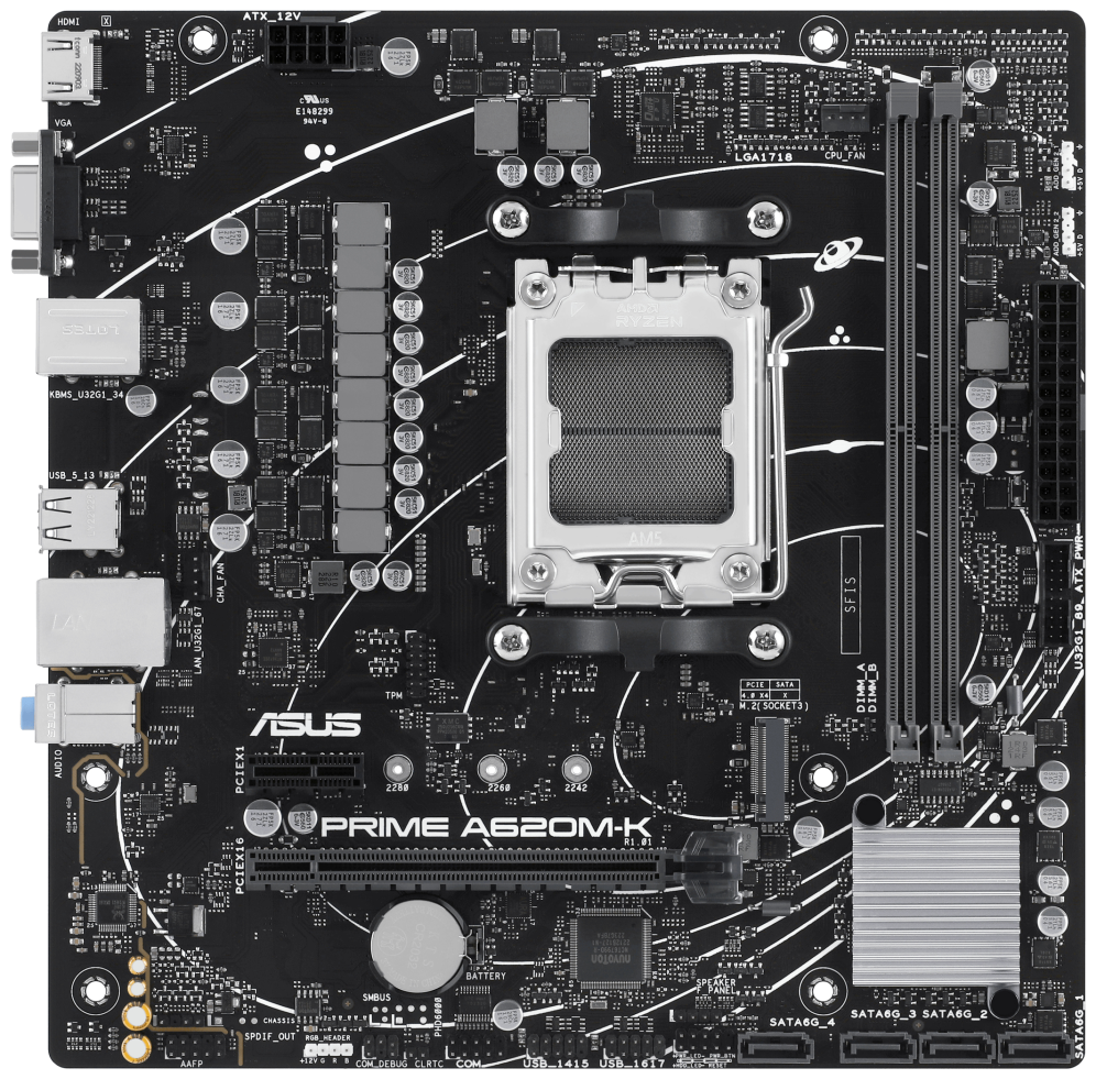 PLACA BASE ASUS PRIME A620M-K AM5 MATX 2XDDR5 - detalle