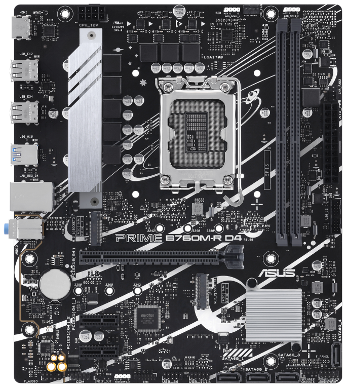 PLACA BASE ASUS PRIME B760M-R D4 1700 MATX 4XDDR4 - detalle
