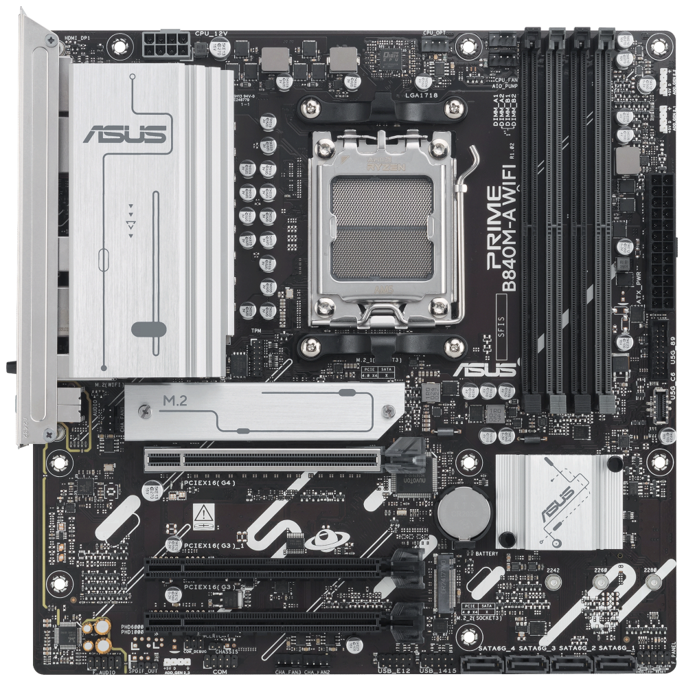 PLACA BASE ASUS PRIME B840 M-A WIFI M-ATX AM5 DDR5 - detalle