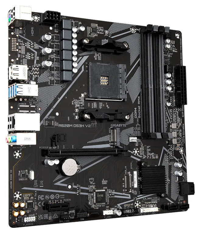 PLACA BASE GIGABYTE A520M DS3H V2 AM4 MATX 4XDDR4 - detalle