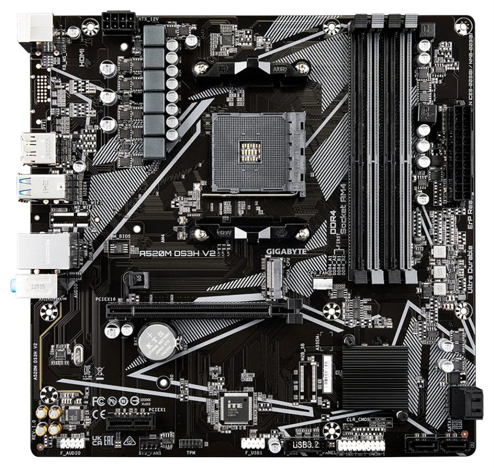 PLACA BASE GIGABYTE A520M DS3H V2 AM4 MATX 4XDDR4 - detalle
