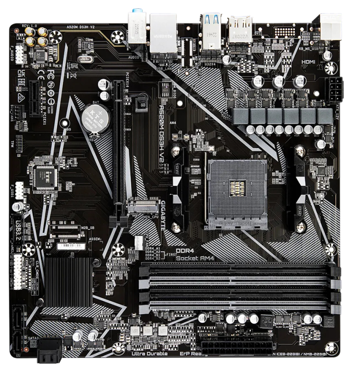 PLACA BASE GIGABYTE A520M DS3H V2 AM4 MATX 4XDDR4 - detalle