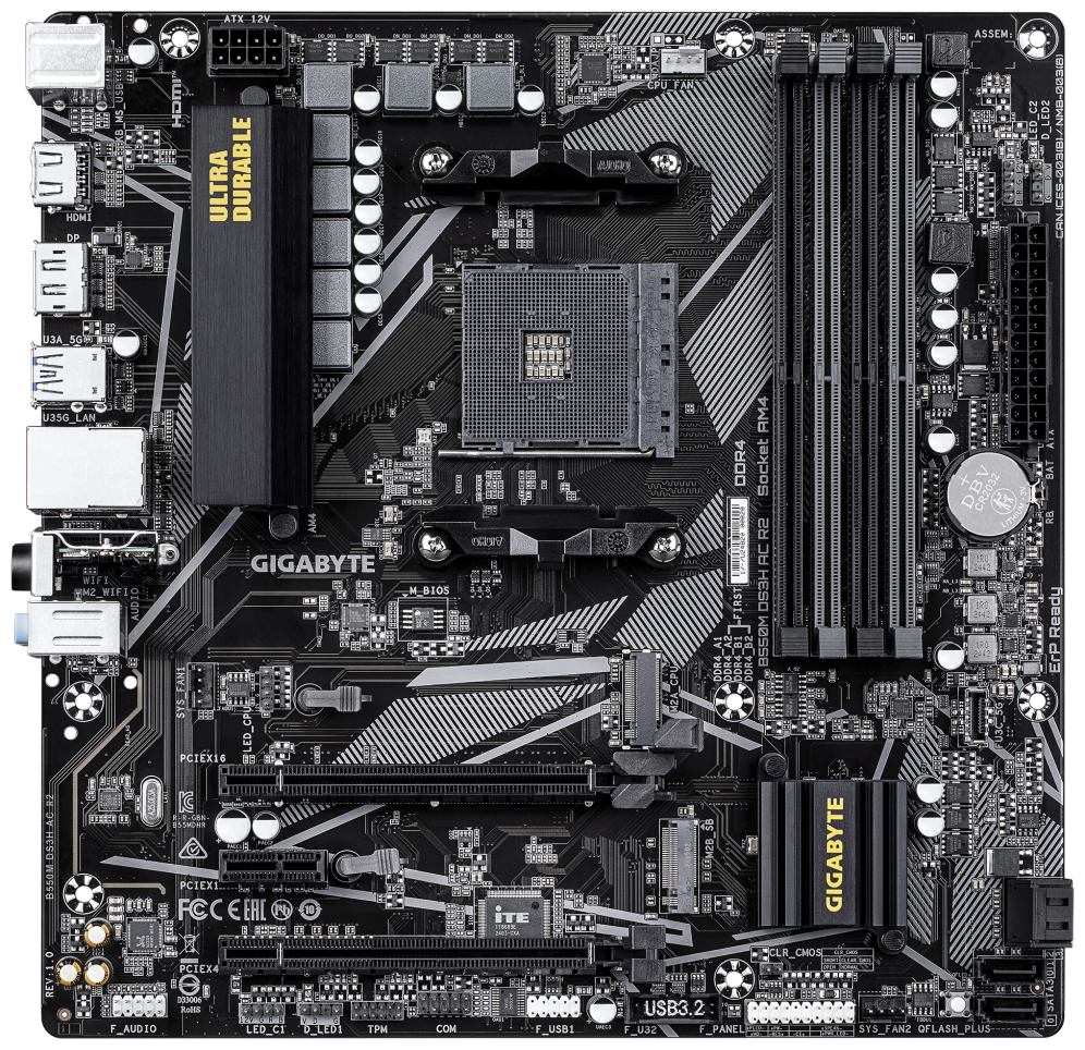 PLACA BASE GIGABYTE B550M DS3H AC R2 AM4 MATX 4XDDR4 - detalle