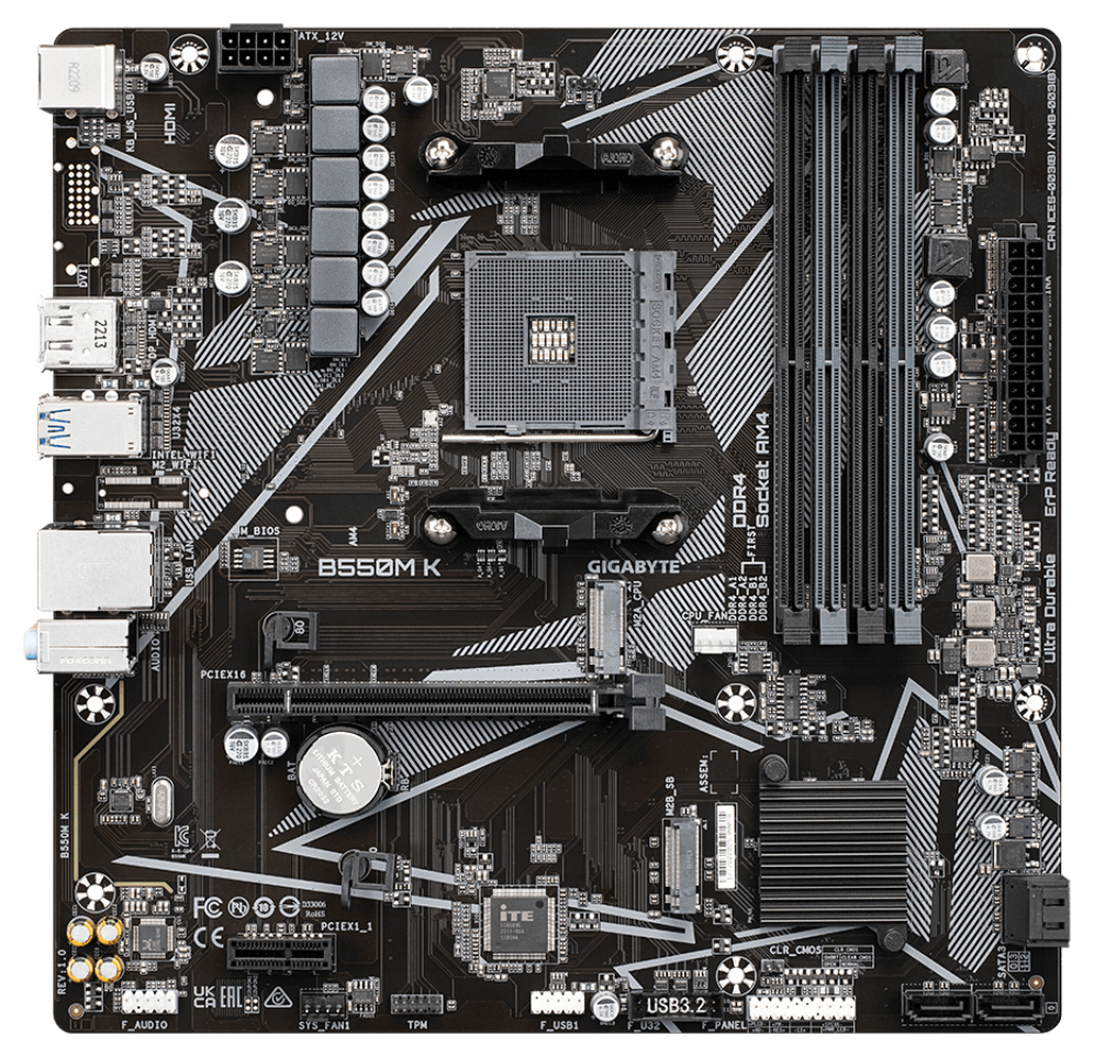PLACA BASE GIGABYTE B550M K AM4 MATX 4XDDR4 - detalle