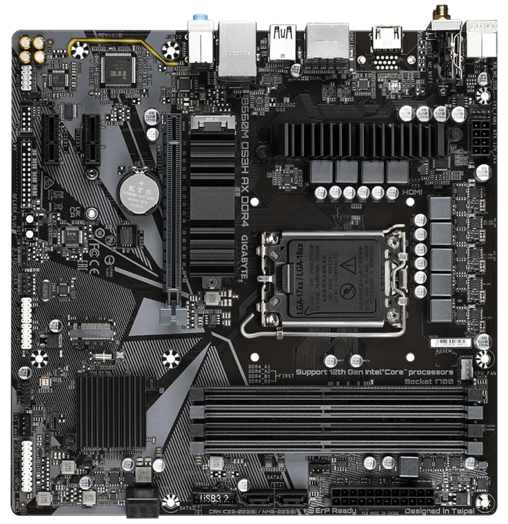PLACA BASE GIGABYTE B660M DS3H AX 1700 MATX 2XDDR4 - detalle
