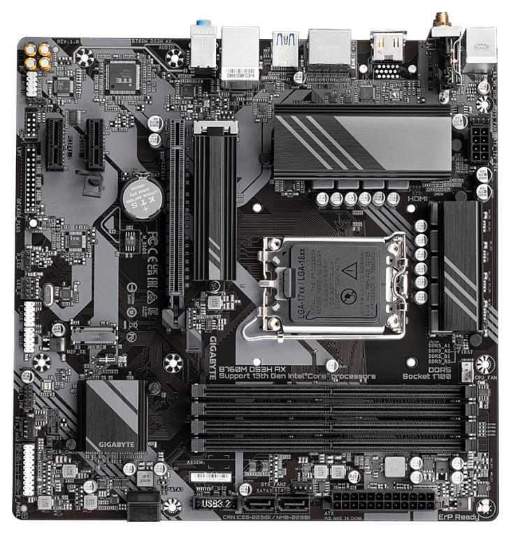 PLACA BASE GIGABYTE B760M DS3H AX G12 1700 MATX 4XDDR5 - detalle