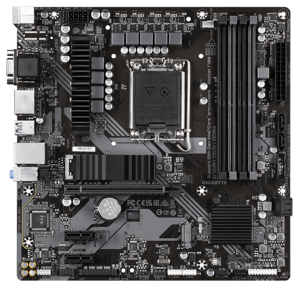 PLACA BASE GIGABYTE B760M DS3H DDR4 1700 MATX 4XDDR4 - detalle