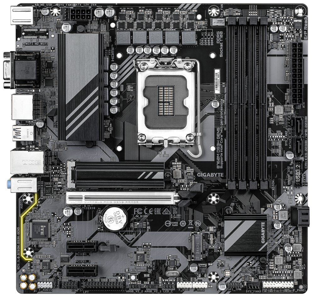PLACA BASE GIGABYTE B760M DS3H GEN 5 4XDDR5 - detalle