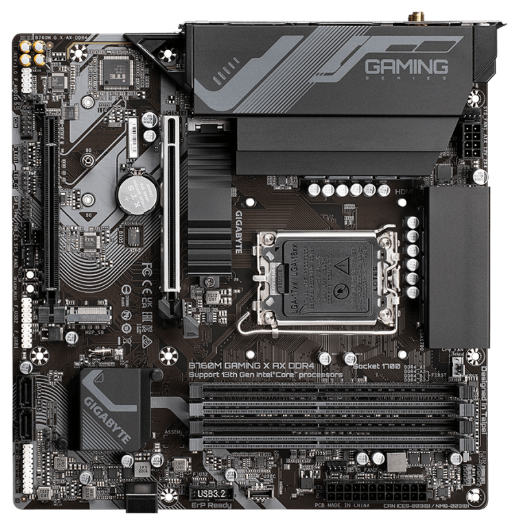 PLACA BASE GIGABYTE B760M G X AX 1700 MATX 4XDDR4 - detalle