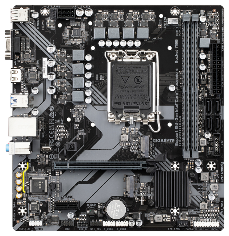 PLACA BASE GIGABYTE B760M H 1700 MATX 2XDDR4 - detalle