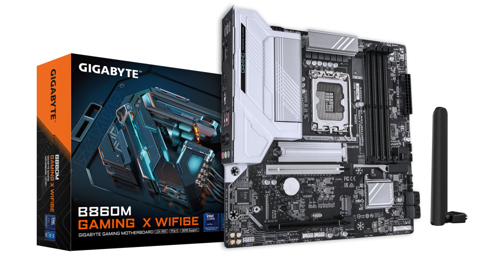 Placa base GIGABYTE B860M GAMING X WIFI6E - CPU Intel Core Ultra. VRM de 8+1+2+2 fases. DDR5 de ata 9200 MHz. 1 PCIe 5.0 + 1 PCIe 4.0 M.2. LAN de 2,5 GbE. WIFI 6E. USB 4.0