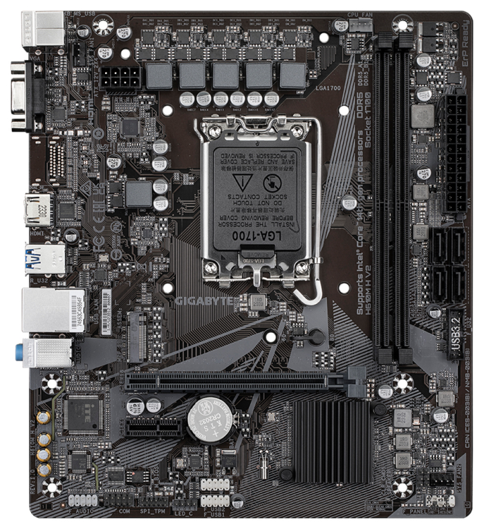PLACA BASE GIGABYTE H610M H V2 1700 MATX 2XDDR5 - detalle