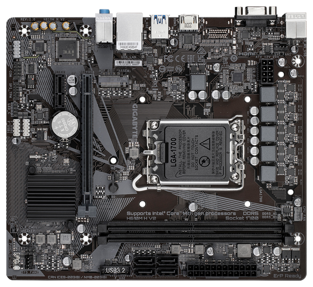 PLACA BASE GIGABYTE H610M H V2 1700 MATX 2XDDR5 - detalle