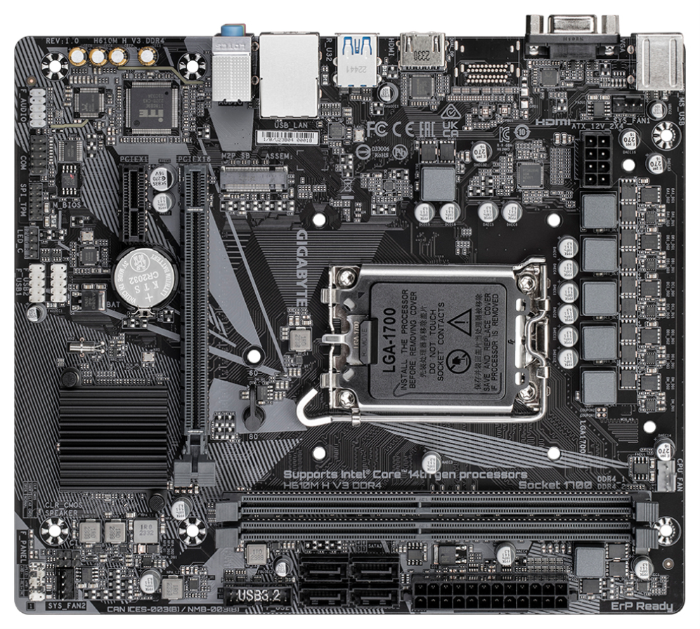 PLACA BASE GIGABYTE H610M H V3 1700 MATX 2XDDR4 - detalle