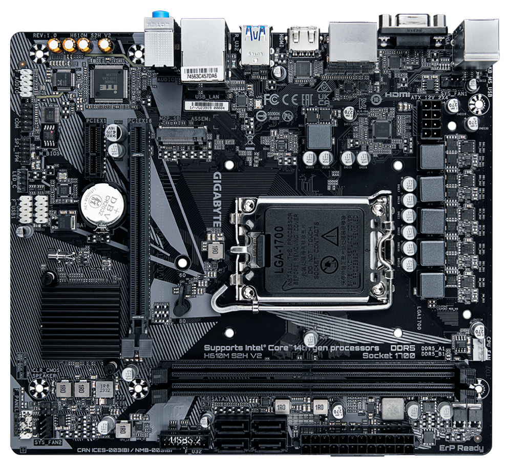PLACA BASE GIGABYTE H610M S2H V2 1700 MATX 2XDDR5 - detalle