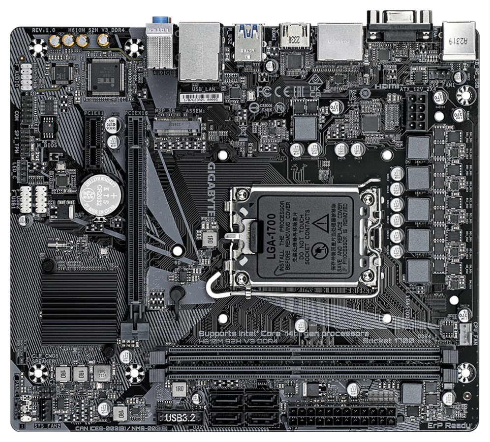PLACA BASE GIGABYTE H610M S2H V3 1700 MATX 2XDDR4 - detalle