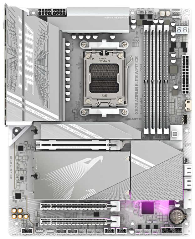 PLACA BASE GIGABYTE X870 A ELITE WF7 ICE G10 AM5 ATX 4XDDR5 - detalle