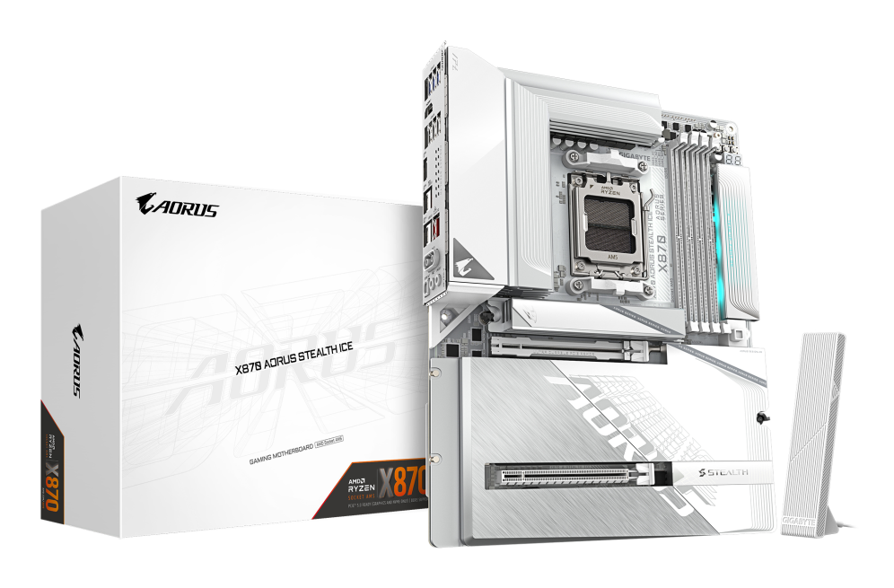 GIGABYTE X870 AORUS STEALTH ICE Placa Base - Compatible con procesadores AMD Ryzen 9000. VRM digital de 16+2+2 fases. ha