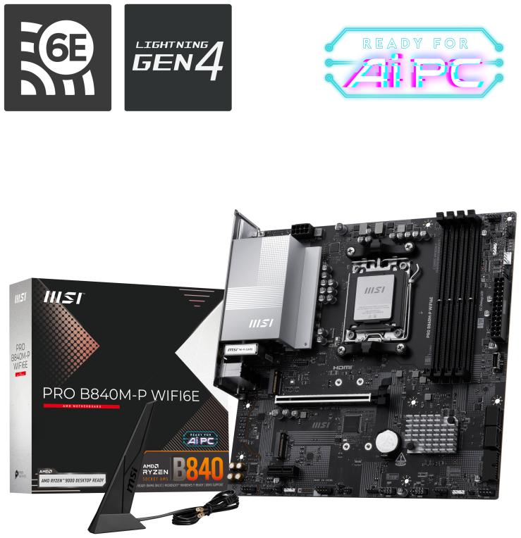 PLACA BASE MSI B840M-P WIFI6E AM5 DDR5 - detalle