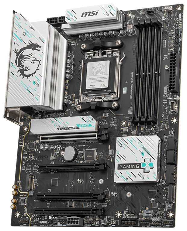 PLACA BASE MSI B850 GAMING PLUS WIFI PCI-E x16 Gen5, M.2 Gen5 - detalle
