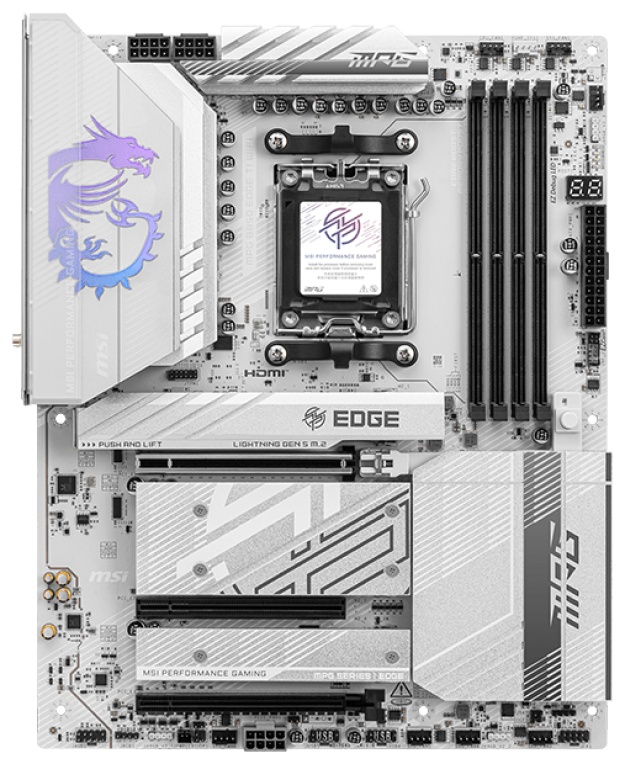 PLACA BASE MSI MPG B850 EDGE TI WIFI PCI-E x16 Gen5, M.2 Gen5 - detalle