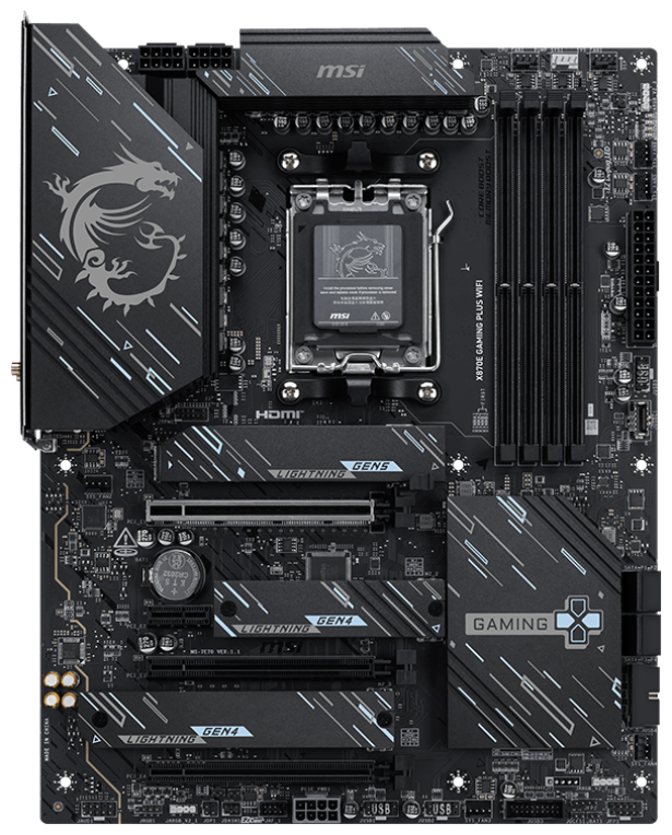 PLACA BASE MSI MPG X870E GAMING PLUS WIFI ATX AM5 4XDDR5 - detalle