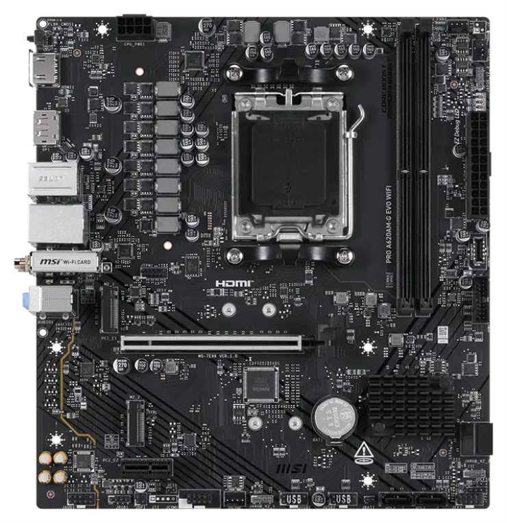 PLACA BASE MSI PRO A620AM-G EVO WIFI AMD DDR5 - detalle