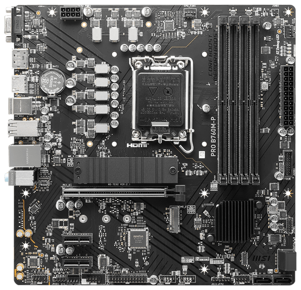 PLACA BASE MSI PRO B760M-P 1700 MATX 4XDDR5 - detalle