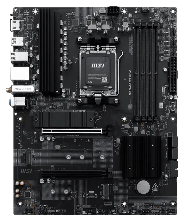 PLACA BASE MSI PRO B840-S EVO WIFI6E AM5 4XDDR5 - detalle