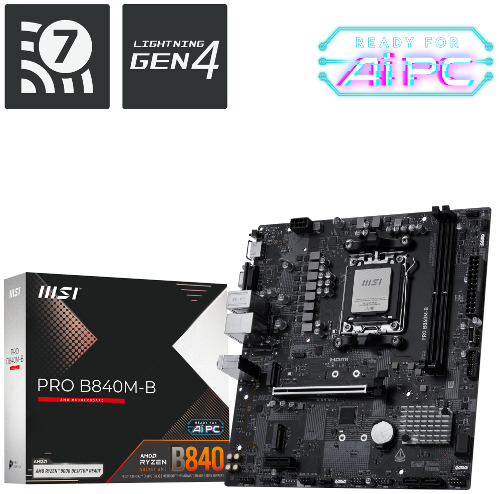 PLACA BASE MSI PRO B840M-B M-ATX AM5 DDR5