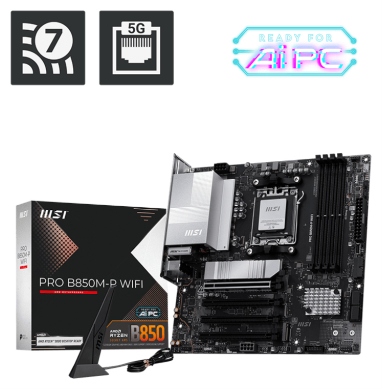 PLACA BASE MSI PRO B850M-P WIFI PCI-E x16 Gen5, M.2 Gen5