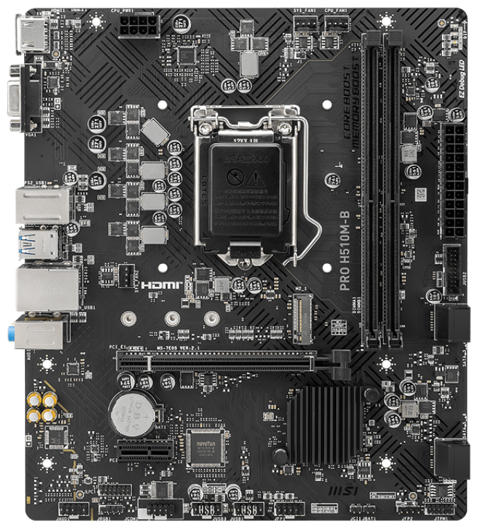 PLACA BASE MSI PRO H510M-B 1200 SOLO 10ª MATX 2XDDR4 - detalle