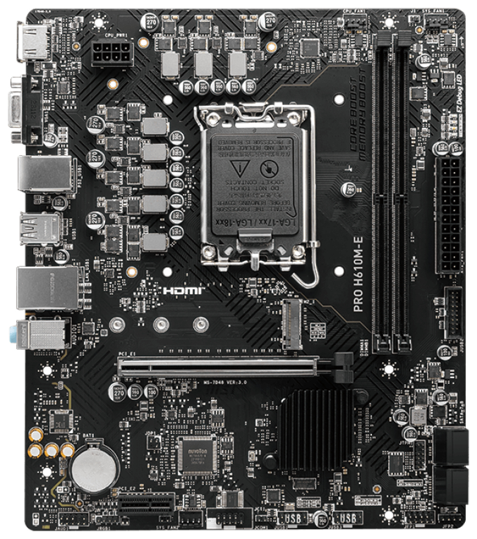 PLACA BASE MSI PRO H610M-E 1700 MATX 2XDDR5 - detalle