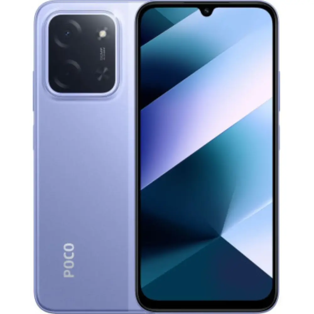 Teléfono inteligente POCO C85 en púrpura con pantalla de 17.5 cm (6.9"), doble SIM, 8 GB RAM, 256 GB y batería de 6000 mAh.