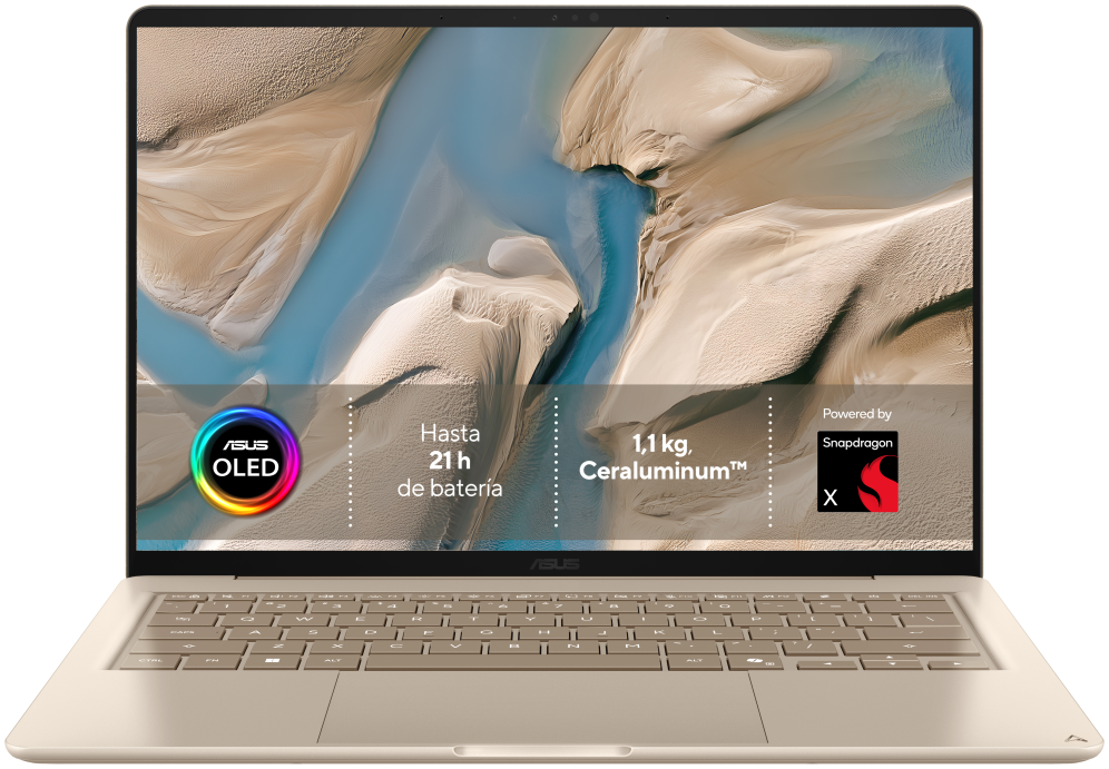 PORTATIL ASUS ZENBOOK UX3480QA-U1223W SNAPDRAGON X1-26-100 16GB 256GB 14" W11H noAC