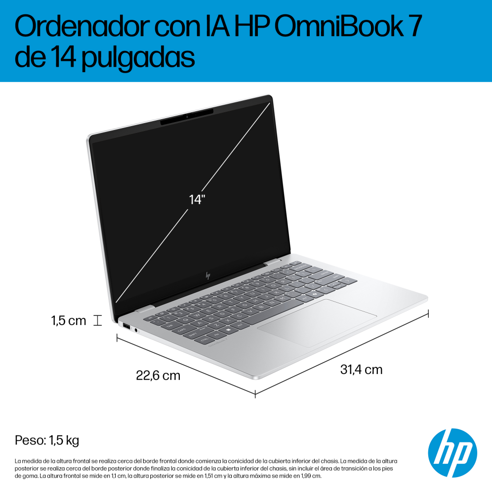PORTATIL HP OMNIBOOK 7 14-fr0011ns U5-225U 16GB 1TB 14"OLED W11H - detalle