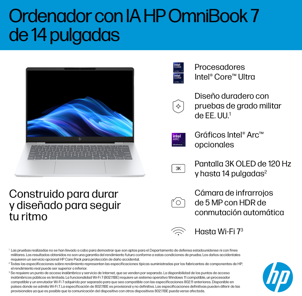 PORTATIL HP OMNIBOOK 7 14-fr0011ns U5-225U 16GB 1TB 14"OLED W11H - detalle