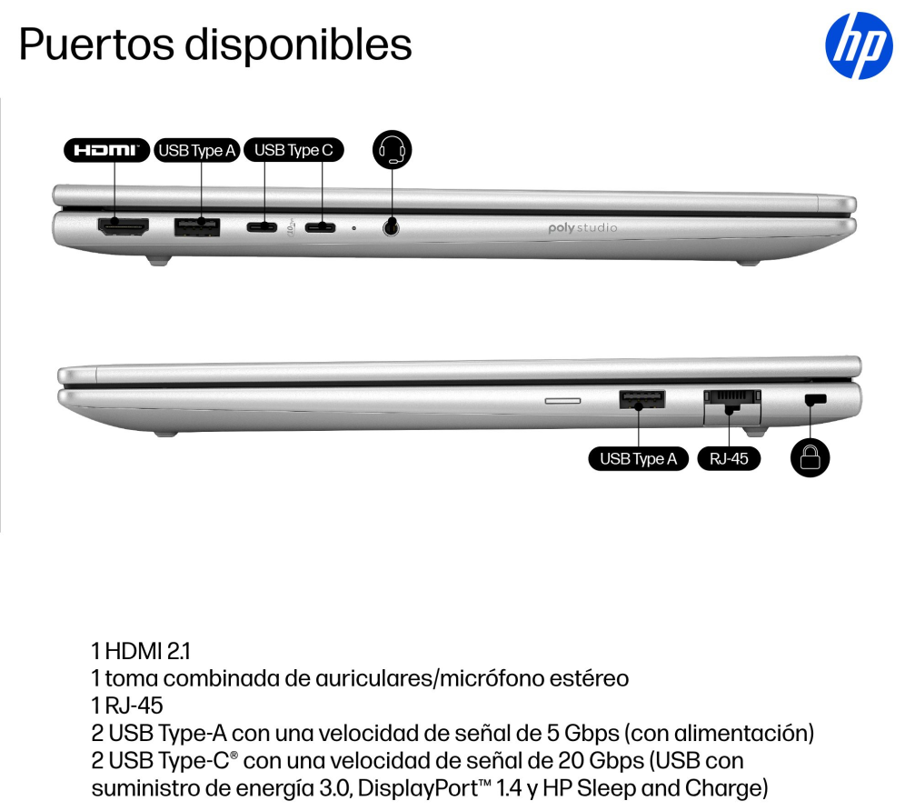 PORTATIL HP PROBOOK 4 G1i U5-225U 16GB 512GB 14" W11P - detalle