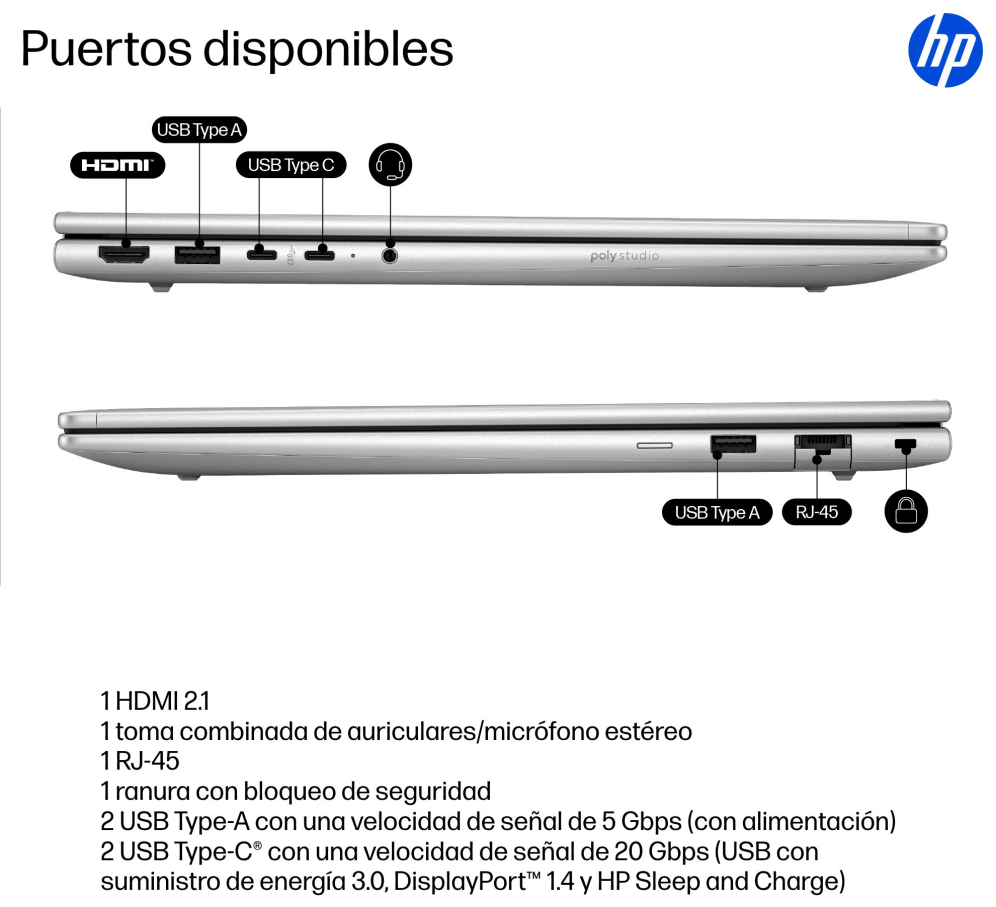 PORTATIL HP PROBOOK 4 G1IR CORE 5 120U 16GB 512GB 16" W11P - detalle